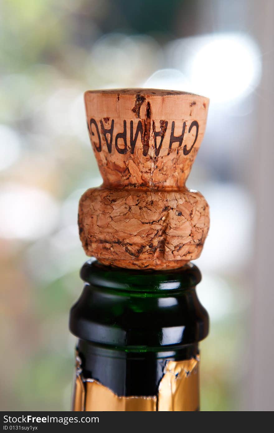 Champagne Cork On An Opened Bottle