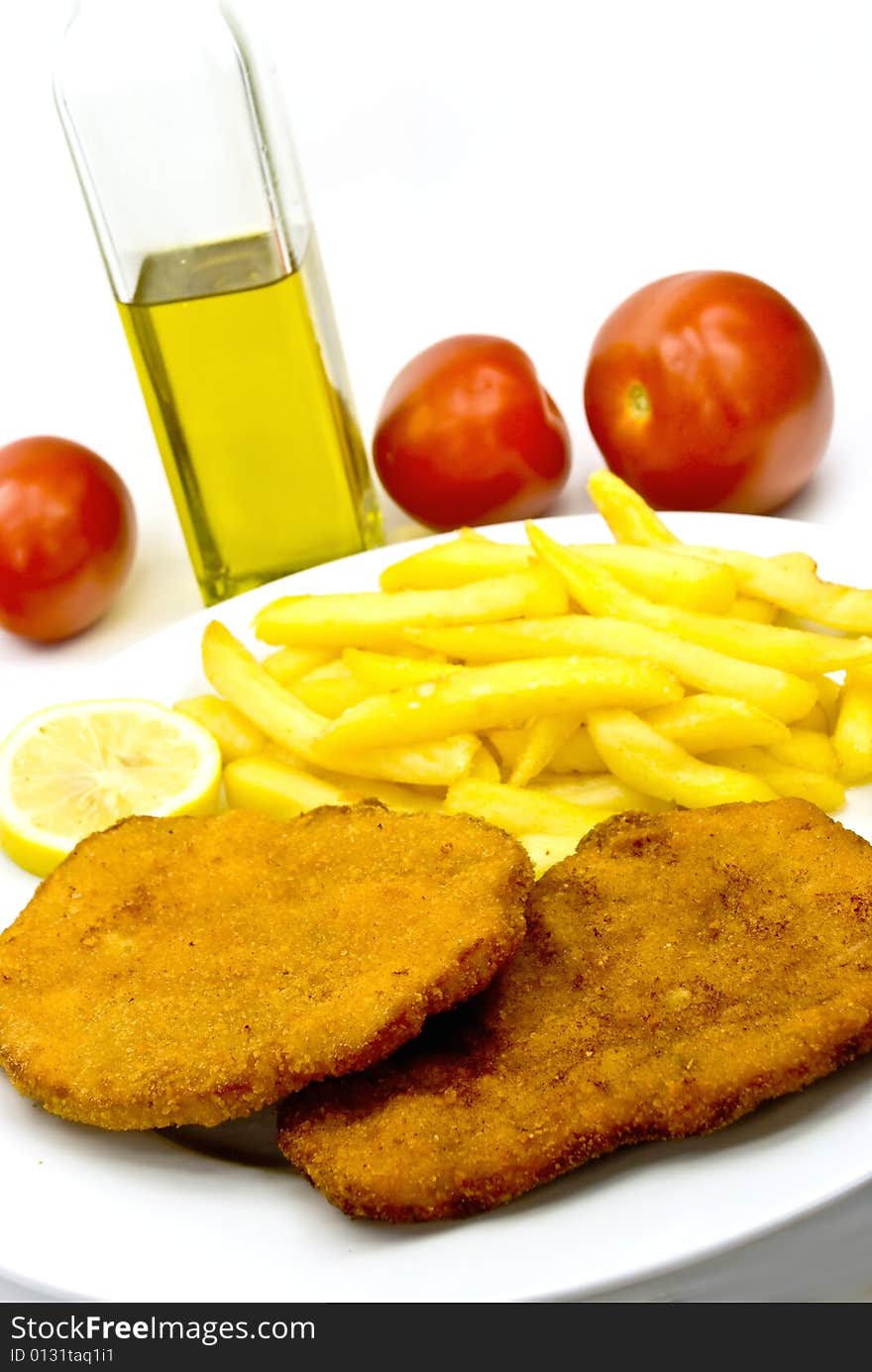 Cutlet,breaded-with french fries