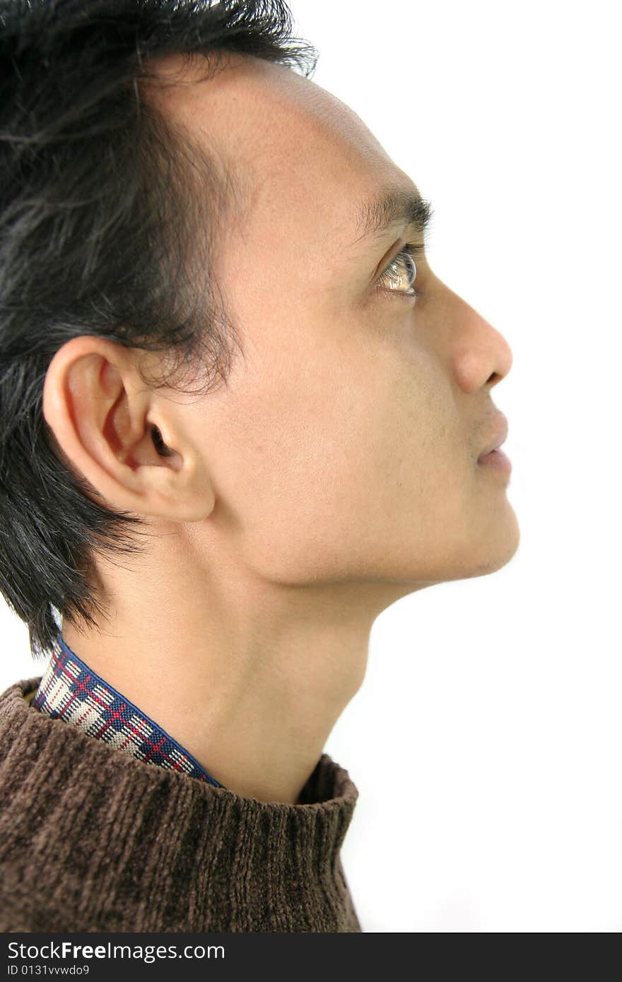 Side view asian man face. Side view asian man face