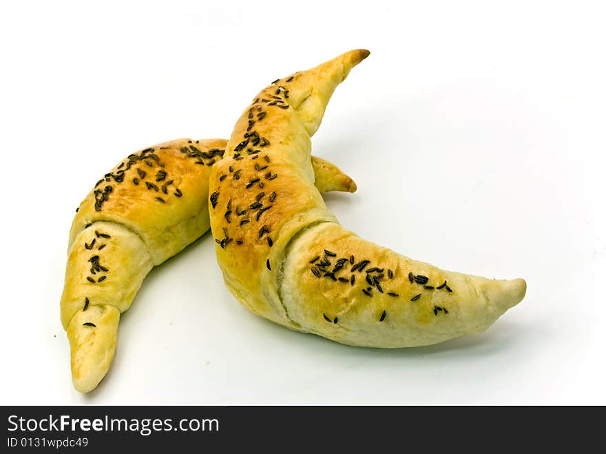 Croissants with caraway seeds.close up shot