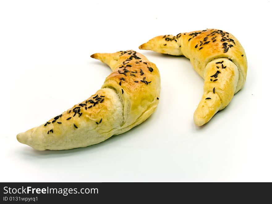 Croissants with caraway seeds.close up shot