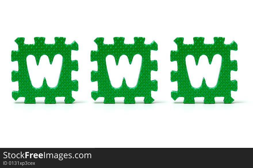 Sponge letters spelling www over a white background