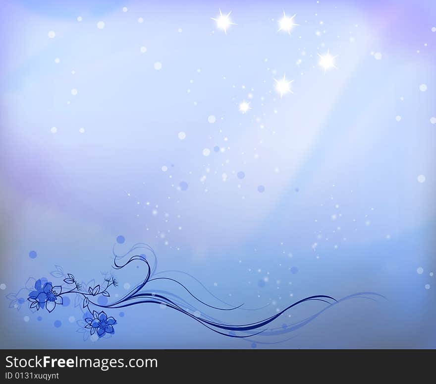 Romantic blue floral background for messages and lovers. Romantic blue floral background for messages and lovers