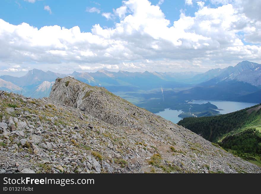 Hiking trails to the top of mountain indefatigable, kananaskis country, alberta, canada. Hiking trails to the top of mountain indefatigable, kananaskis country, alberta, canada