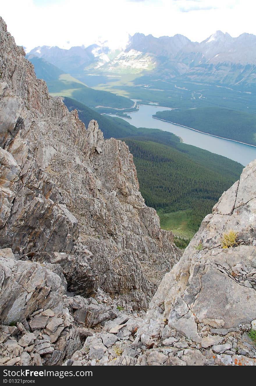 Hiking trails to the top of mountain indefatigable, kananaskis country, alberta, canada. Hiking trails to the top of mountain indefatigable, kananaskis country, alberta, canada