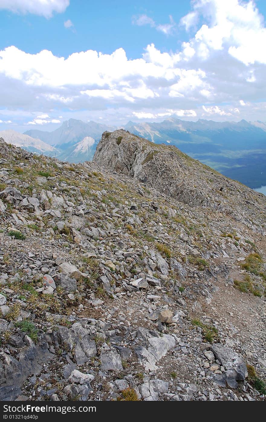 Hiking trails to the top of mountain indefatigable, kananaskis country, alberta, canada. Hiking trails to the top of mountain indefatigable, kananaskis country, alberta, canada