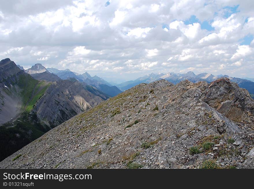 Hiking trails to the top of mountain indefatigable, kananaskis country, alberta, canada. Hiking trails to the top of mountain indefatigable, kananaskis country, alberta, canada