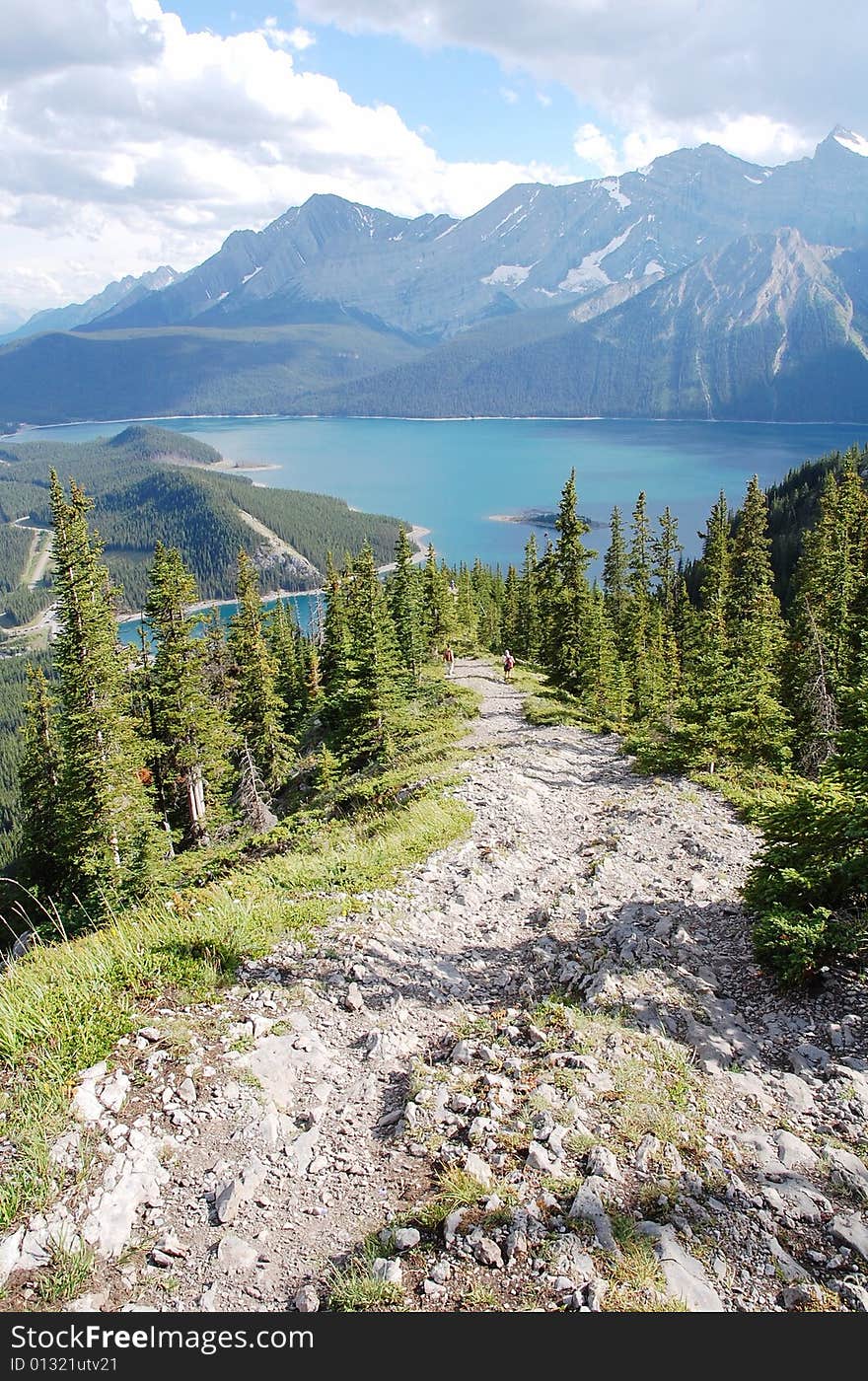 Hiking trail on mountain indefatigable, kananaskis, alberta, canada. Hiking trail on mountain indefatigable, kananaskis, alberta, canada