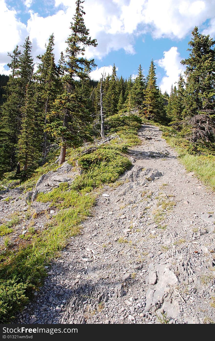 Hiking trail on mountain indefatigable, kananaskis, alberta, canada. Hiking trail on mountain indefatigable, kananaskis, alberta, canada