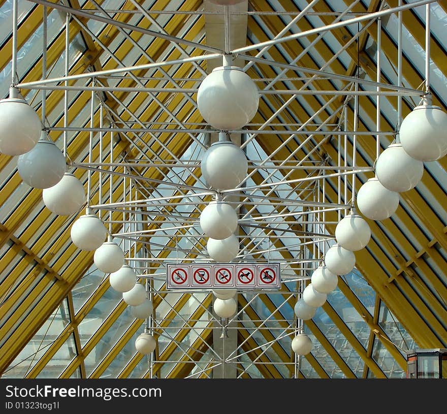 Interior by bridge of Bogdan Khmelnitskiy or the Kiev bridge the steel arch foot bridge