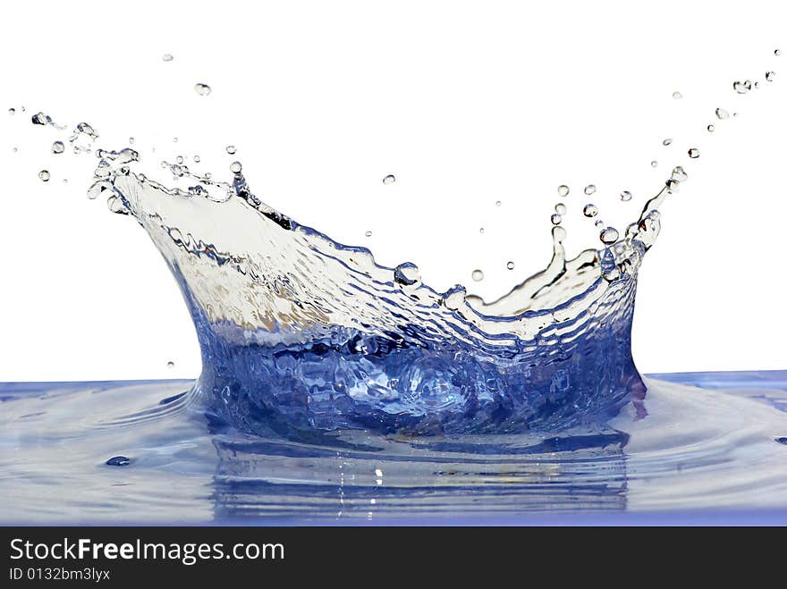 Sparks of blue water on a white background. Sparks of blue water on a white background