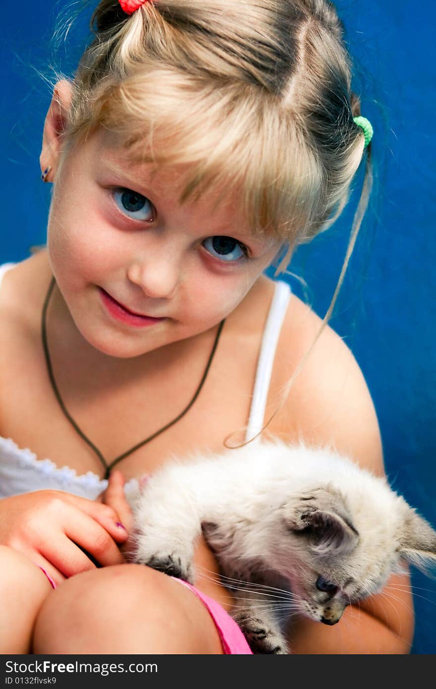 Girl with a kitten