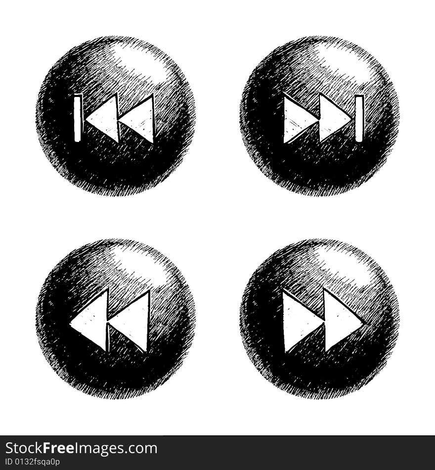 Sketchy style buttons for multimedia interface. Sketchy style buttons for multimedia interface.