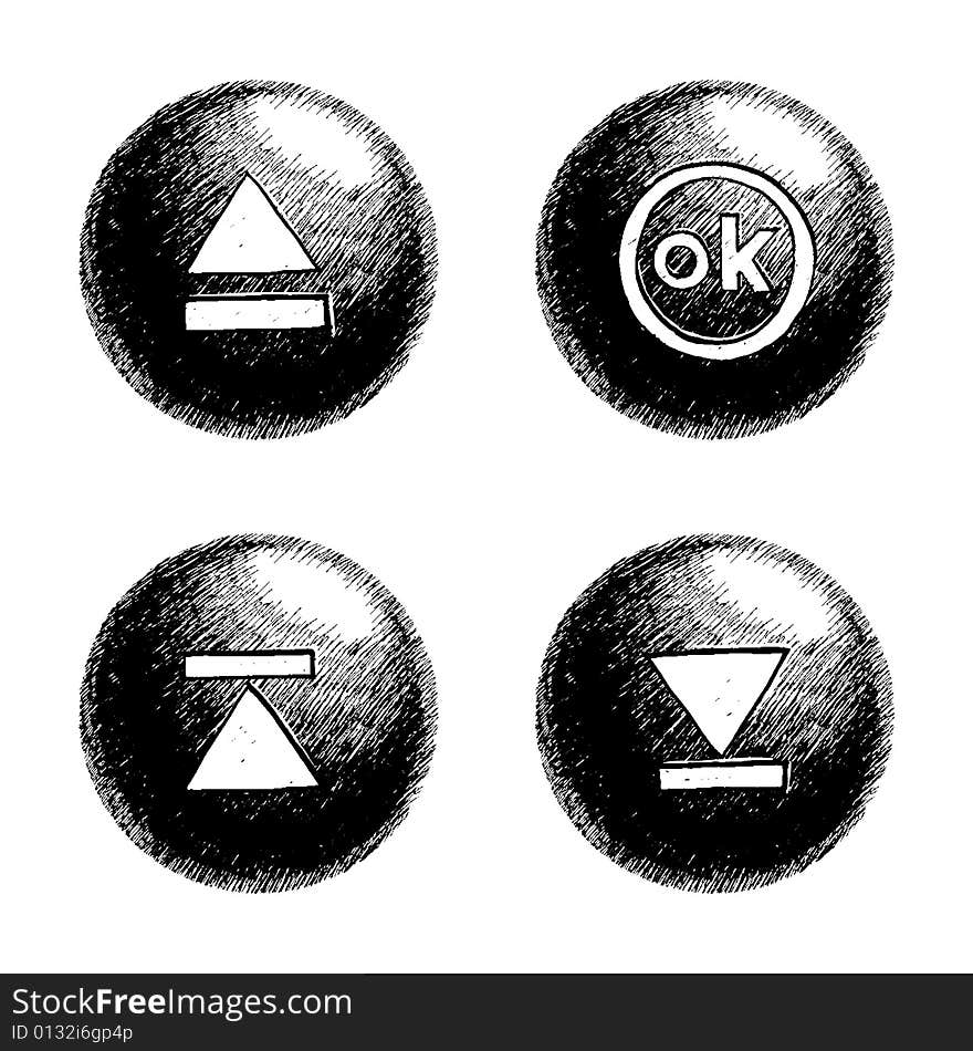 Sketchy style buttons for multimedia interface. Sketchy style buttons for multimedia interface.