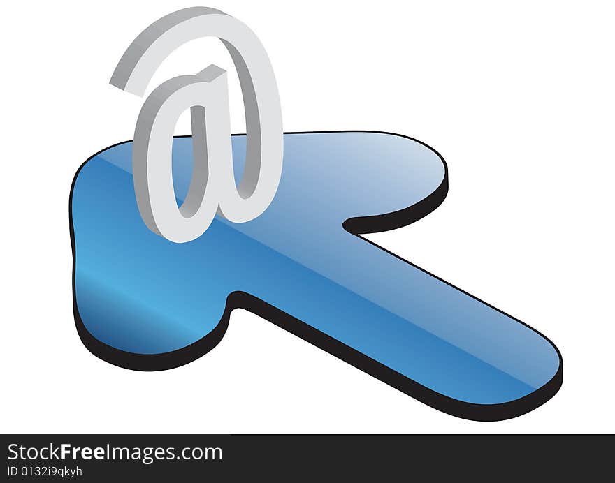 @ symbol in arrow in white background, vector. @ symbol in arrow in white background, vector