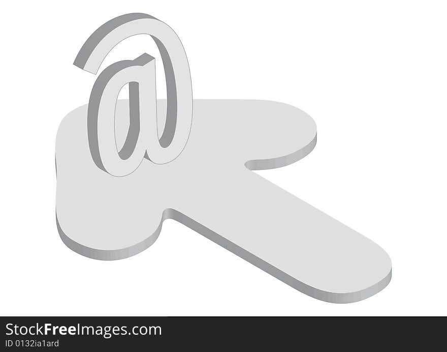 @ symbol in arrow in white background, vector. @ symbol in arrow in white background, vector