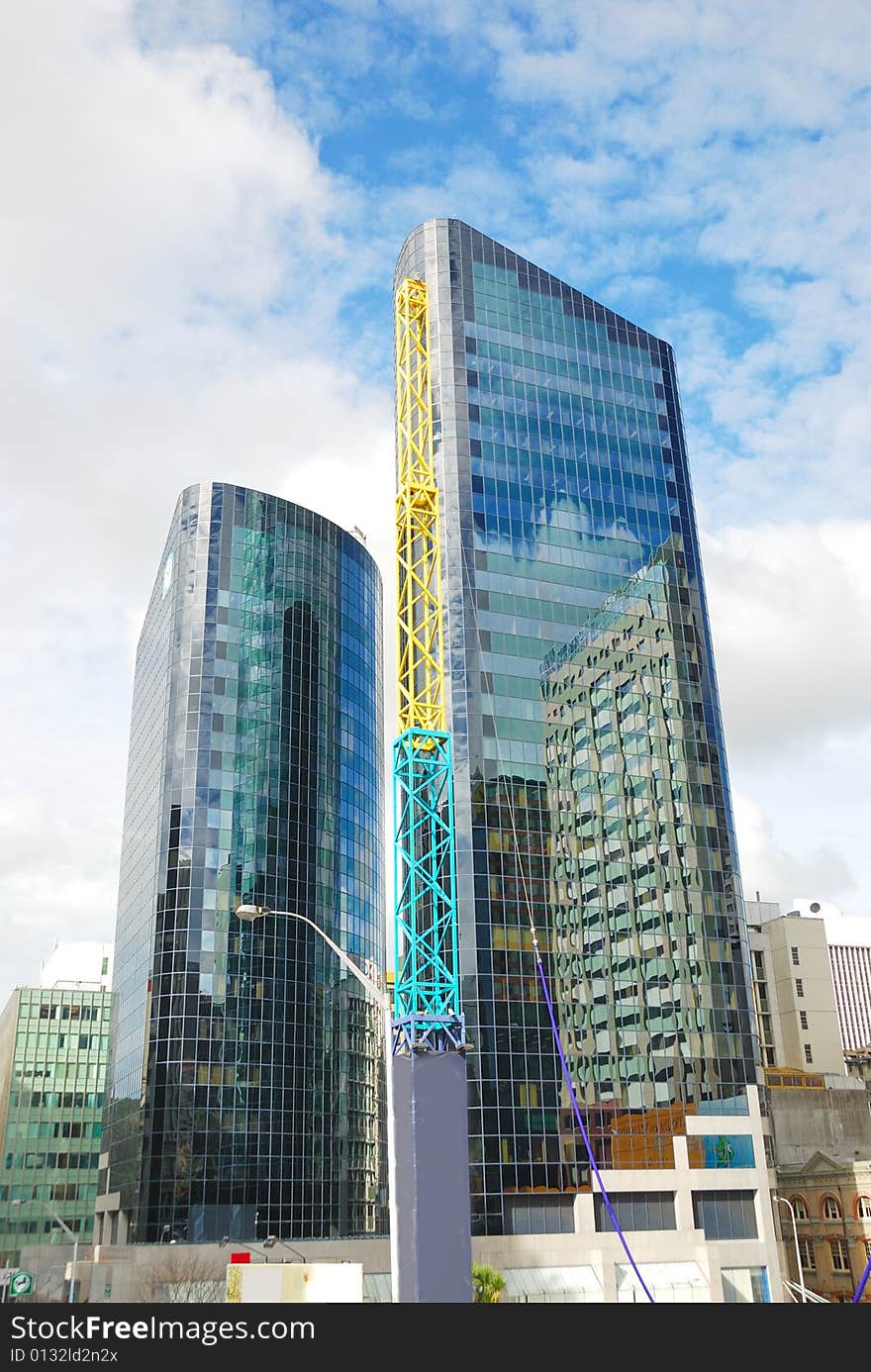 Modern building  on a background of blue sky