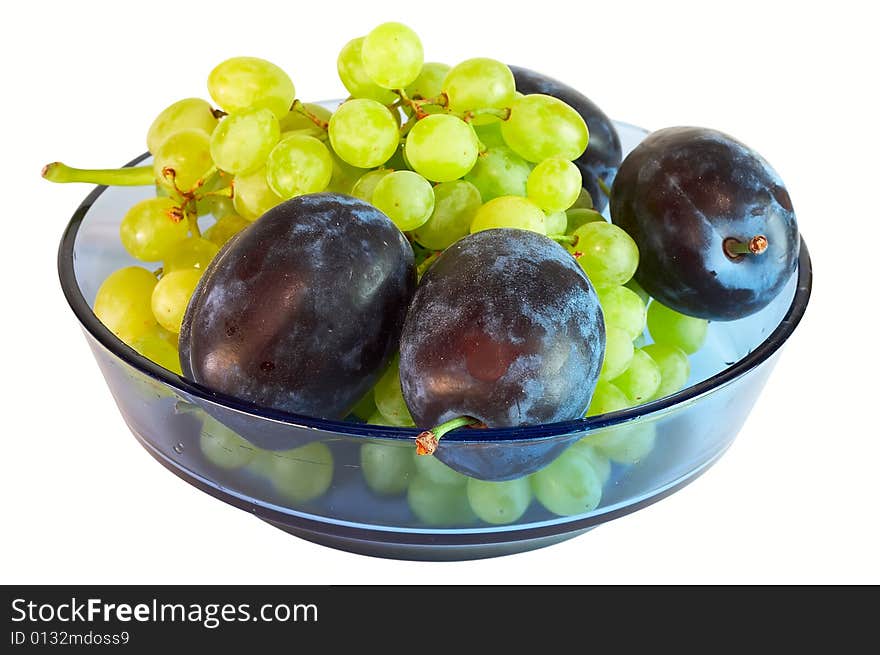 Plum and grapes