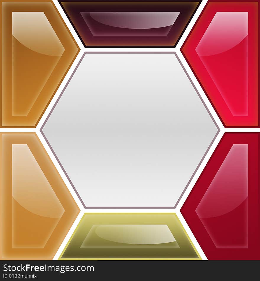 Glossy image with vibrant color, usable for design and web, hexagon puzzle. Glossy image with vibrant color, usable for design and web, hexagon puzzle