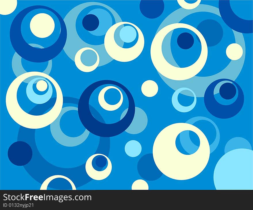 Abstract blue background with various circles vector image