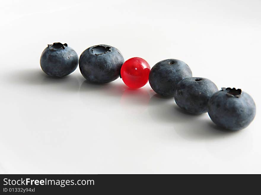 Black currant and red currant on a grey background. Black currant and red currant on a grey background