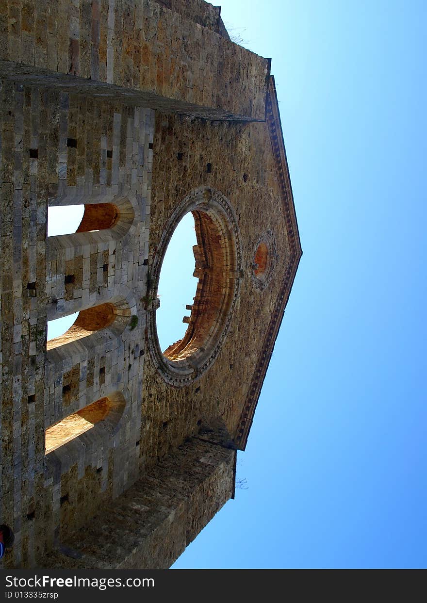 A suggestive shot of the San Galgano aisle. A suggestive shot of the San Galgano aisle