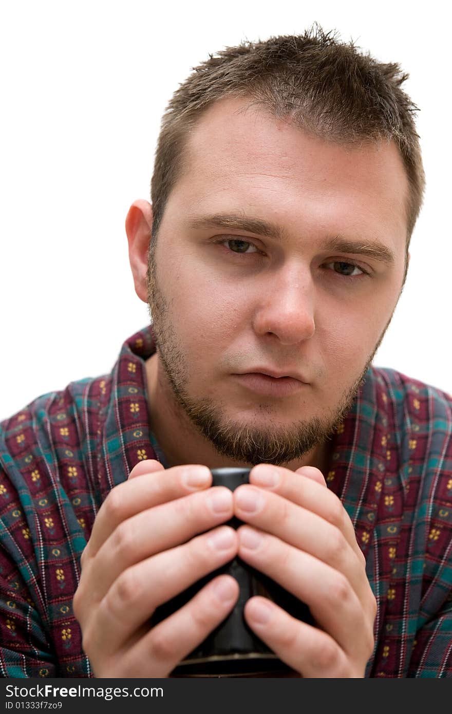 Very sick man on white background. Very sick man on white background