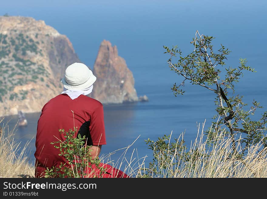 Man on cliff