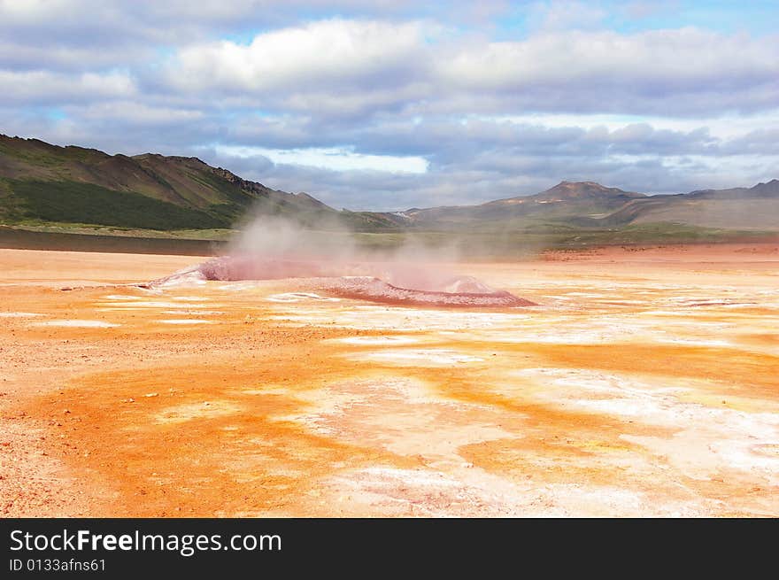 Hot Steam From Two Sulphur Pools