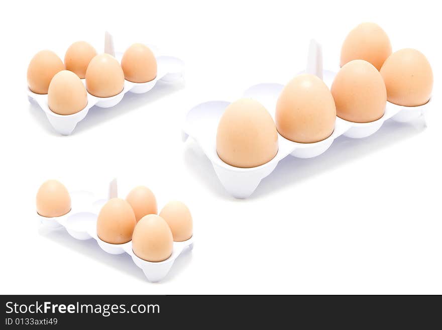 Isolated eggs over white composition. Isolated eggs over white composition