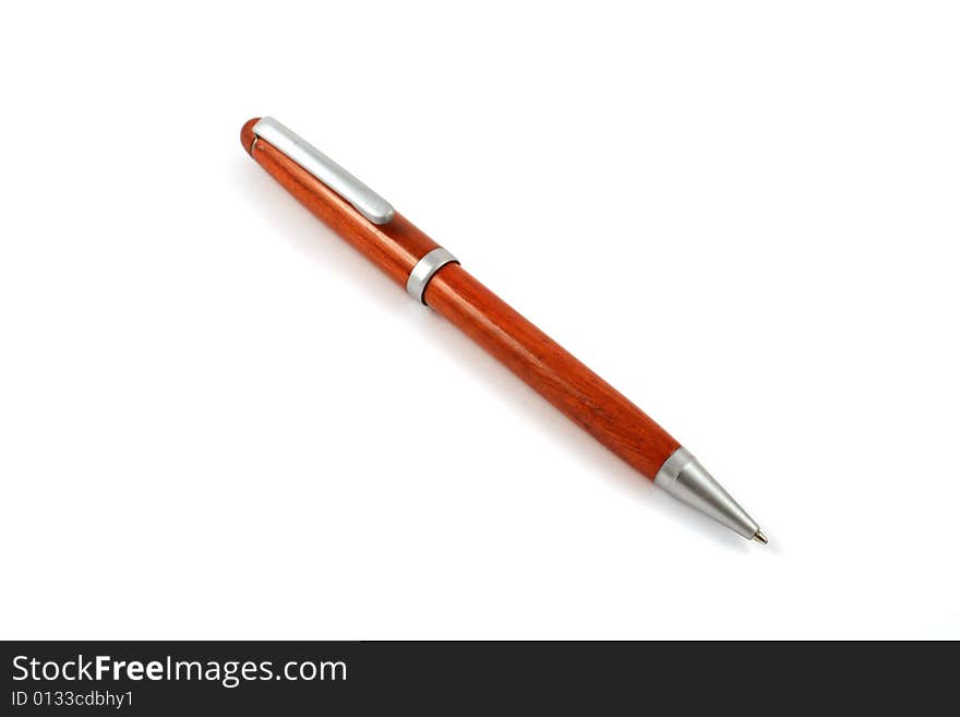 Wooden ballpoint pen isolated