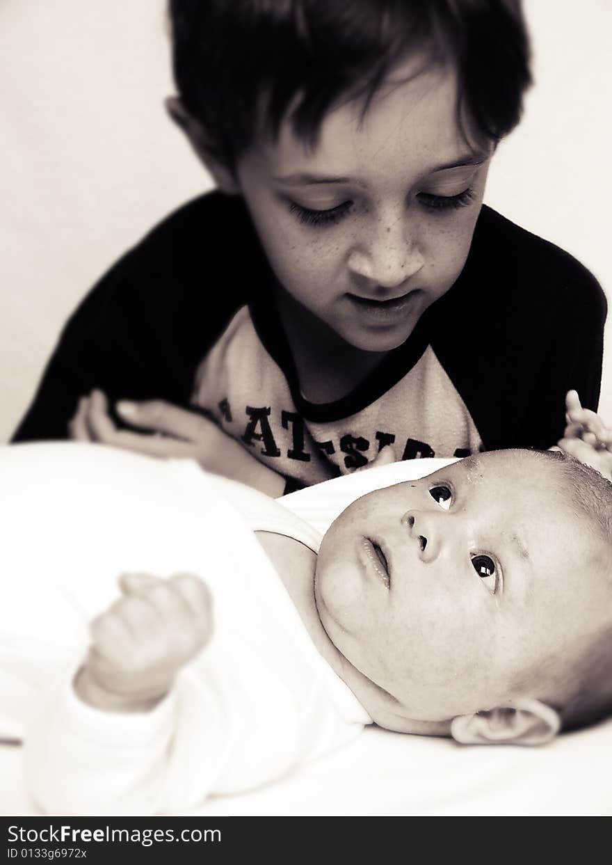 Two brothers in sepia - younger and older