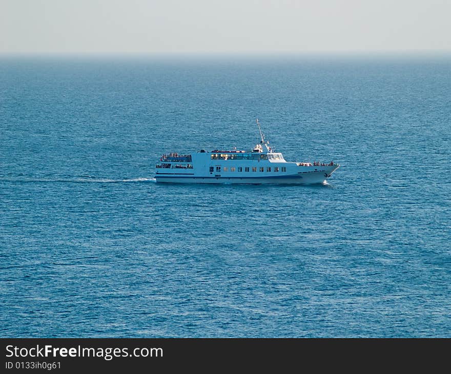 Evening voyage in blue sea