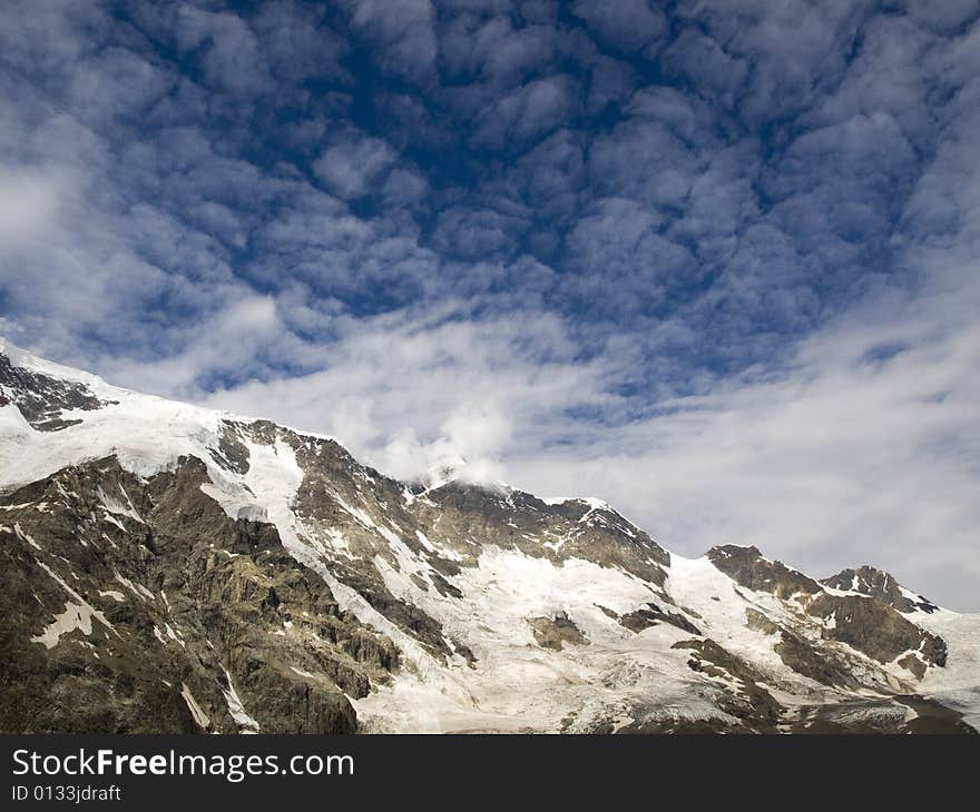 Mountains and sky. Caucasus. Kabardino-Balkariya. Bezengi