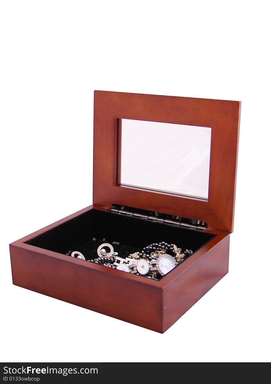 A jewelry box with a mirror