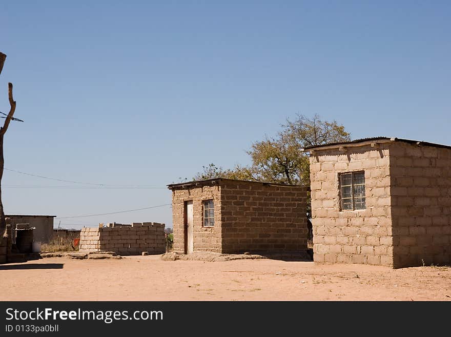 Just off the big cities of south africa there is landscape, hut in the old style of the african tribes. Just off the big cities of south africa there is landscape, hut in the old style of the african tribes