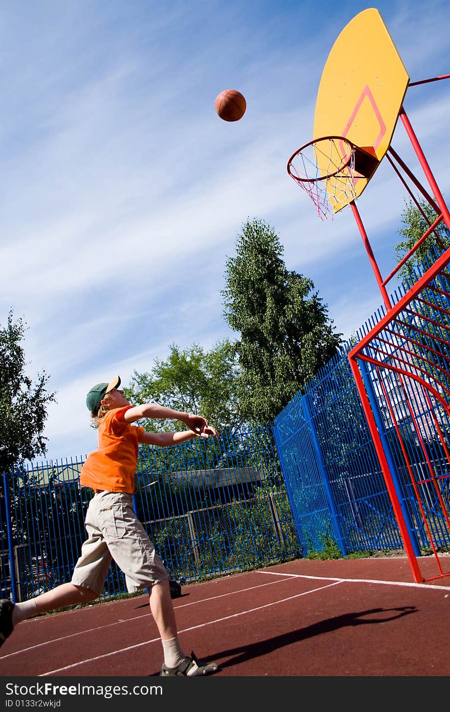 Basketball on children's athletic field