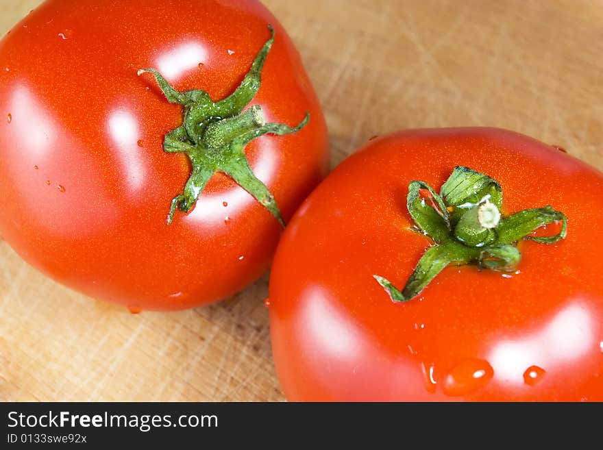 Two fresh tomatoes