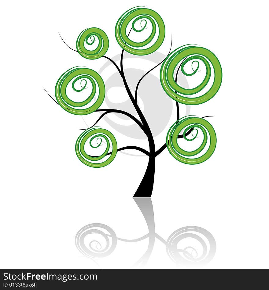 Art tree beautiful, vector illustration