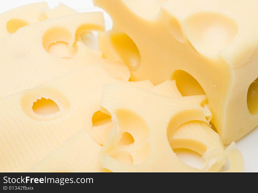 Fresh cheese on a white background