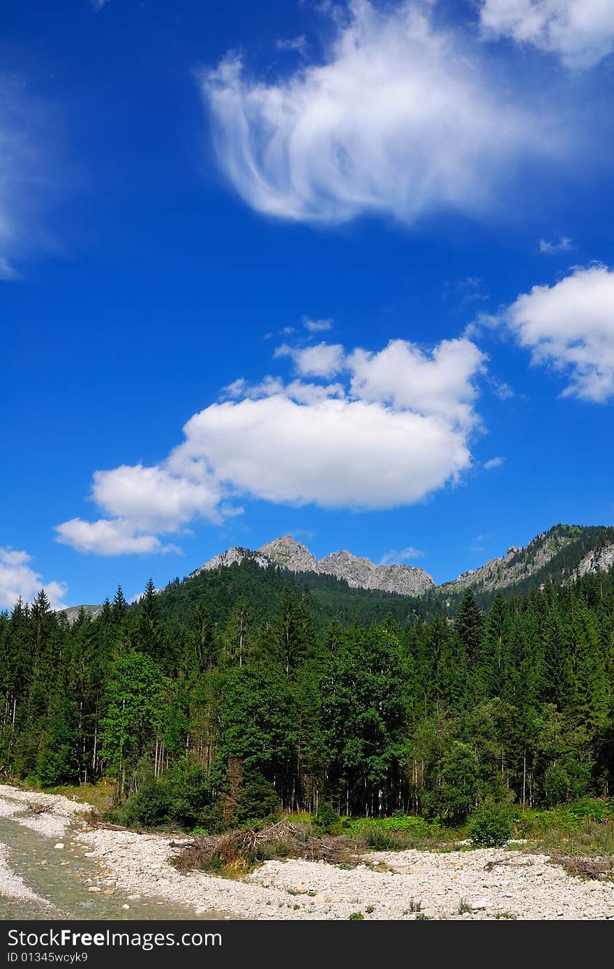 A very bright and warm summer morning in the bayern Alps