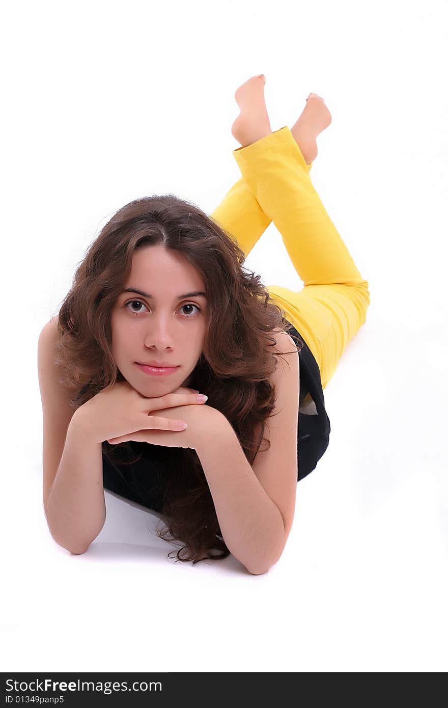 Young girl posing. isolated over white background