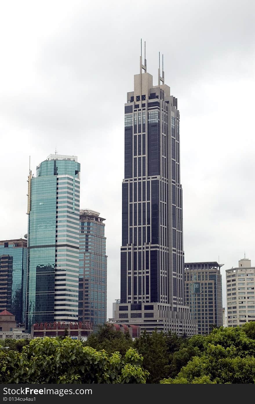 China, Shanghai - modern skyscrapers, office buildings. China, Shanghai - modern skyscrapers, office buildings.