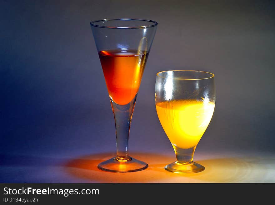 Goblet With fruits juice.