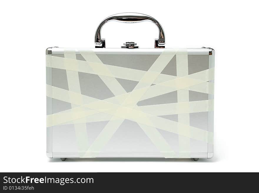 Metallic briefcase isolated over white background. Metallic briefcase isolated over white background