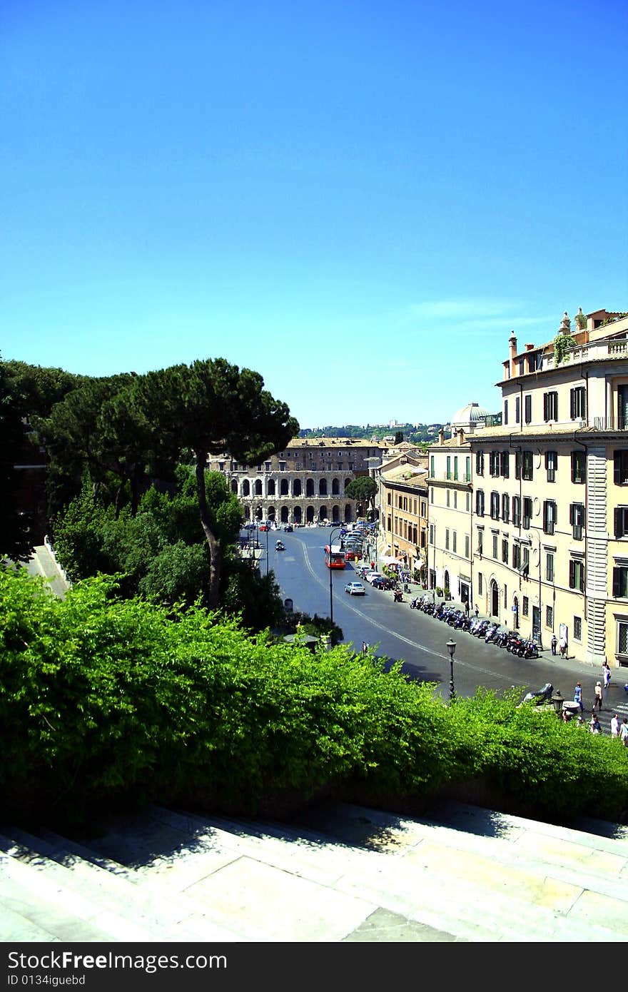 Rome-the building and street in city