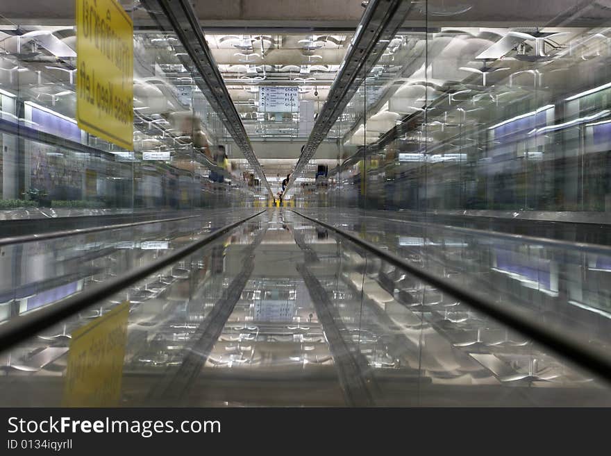 A fast walkway in an airport  at Asia