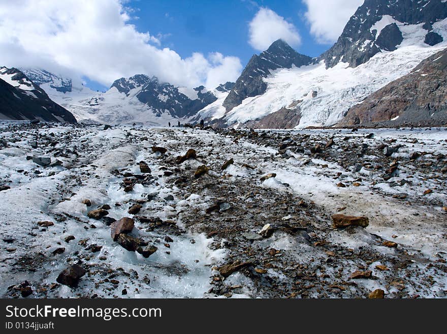 Glacier with rocks