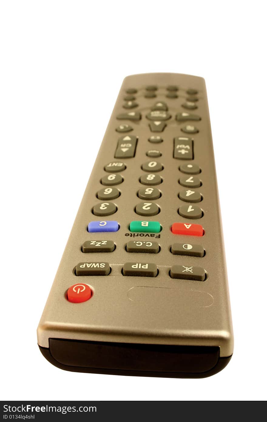 A remote control isolated on a white background.