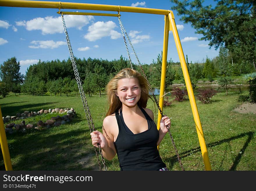 The girl on a seesaw